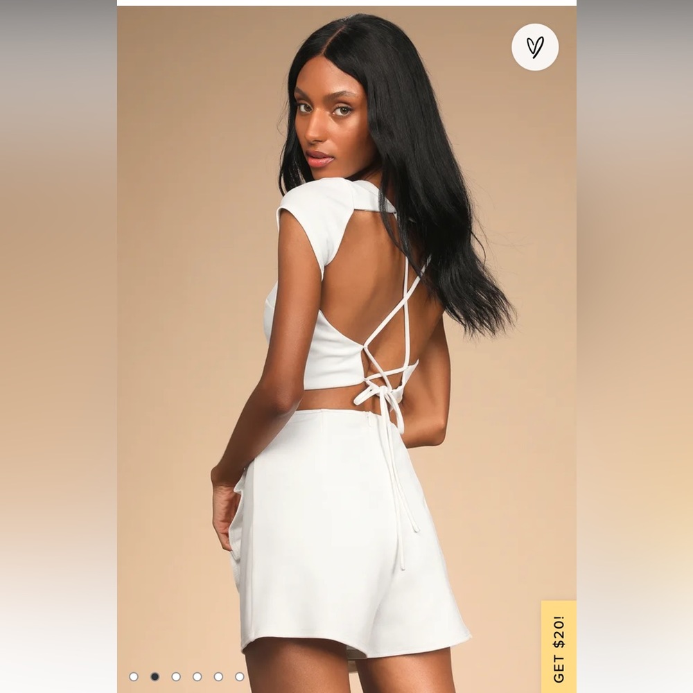 Lulus | Two-Piece Lace-Up Ruffled Romper - Picture 2 of 4